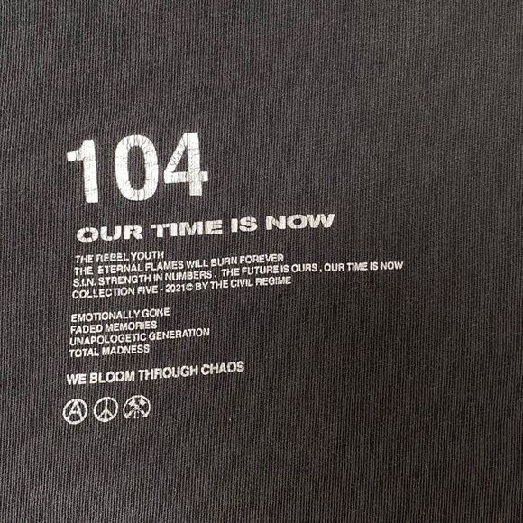 Civil Regime M Rebel Youth Angel Fire Black Washed Distressed Oversized Tee - Picture 9 of 12